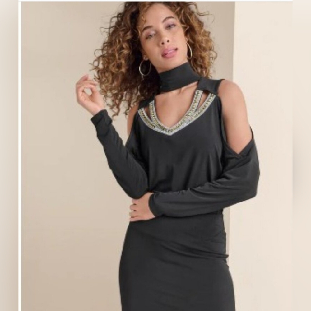 Embellished Cold Shoulder Dress NWT